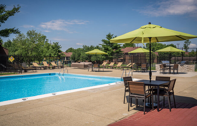 Picturesque Pool And Cabana Setting at Woodbridge Apartments, Louisville, KY