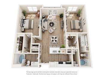 2 beds, 2 baths, 1,235 sqft, $1,639