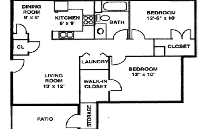 2 beds, 1 bath, 845 sqft, $1,295, Unit 609-F