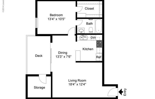 1 bed, 1 bath, 702 sqft, $835