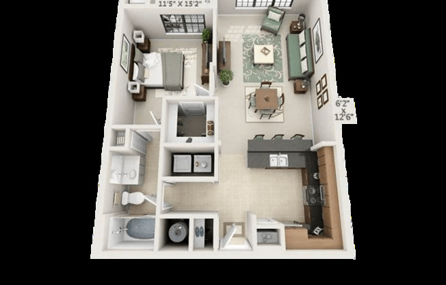 1 bed, 1 bath, 764 sqft, $1,195