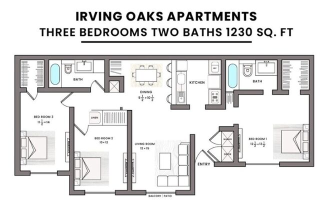 3 beds, 2 baths, 1,230 sqft, $1,700, Unit 225