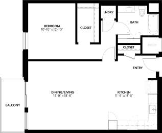 1 bed, 1 bath, 764 sqft, $2,037