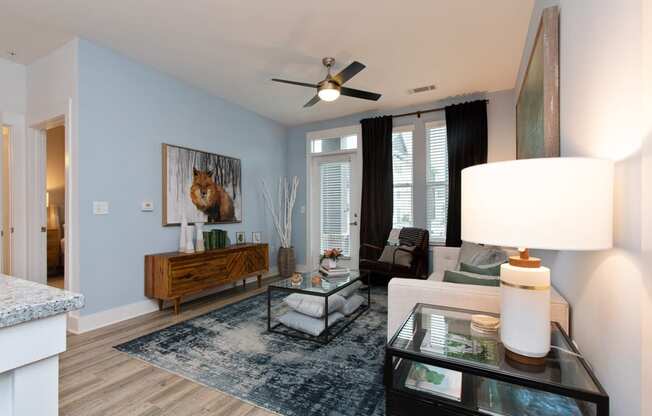 Living Room With Expansive Window at Beckett Farms Apartments, PRG Real Estate Management, Fort Mill, South Carolina