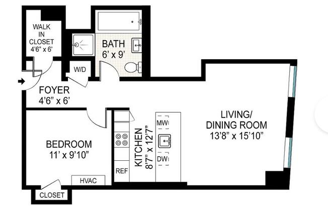 1 bed, 1 bath, $3,895, Unit 9H