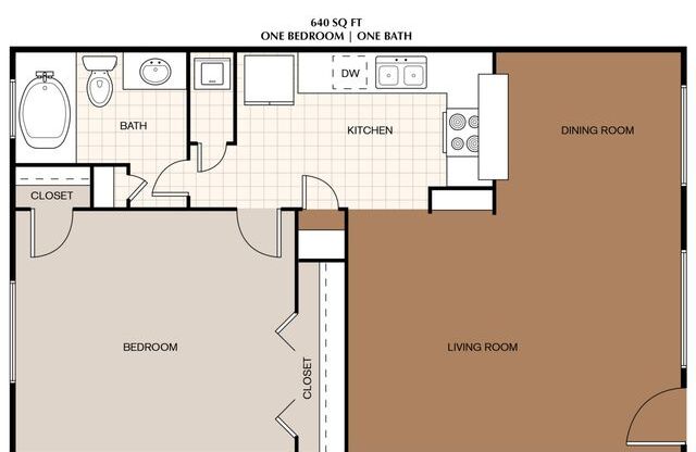 1 bed, 1 bath, 640 sqft, $940