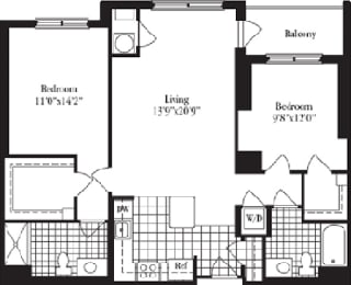 2 beds, 2 baths, 1,122 sqft, $2,770