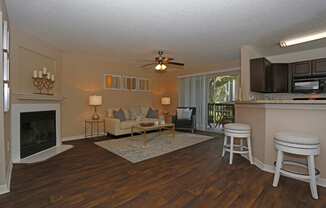 Stonegate Apartments in Palm Harbor, FL photo of living room with fireplace