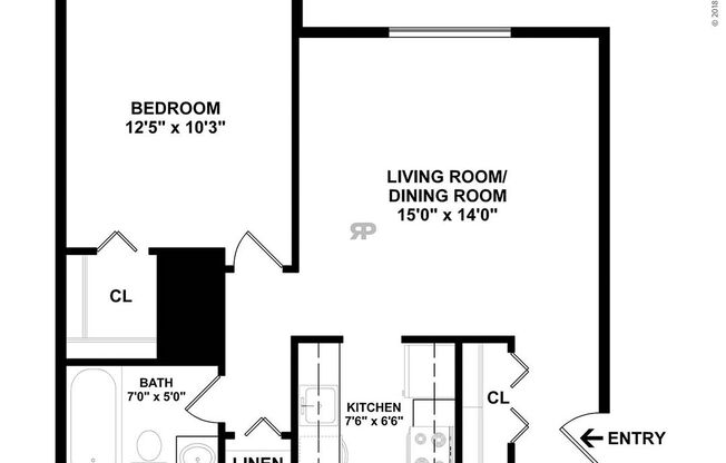 1 bed, 1 bath, 500 sqft, $920