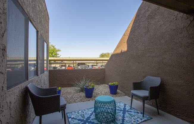 Patio at Villas de la Terraza Apartments in Albuquerque NM October 2020