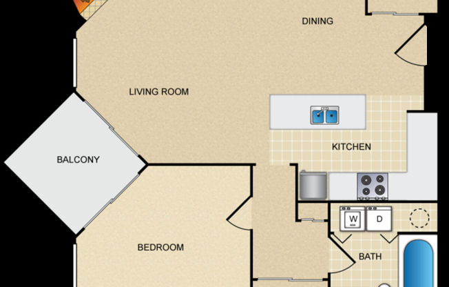 1 bed, 1 bath, 750 sqft, $2,155, Unit D 429