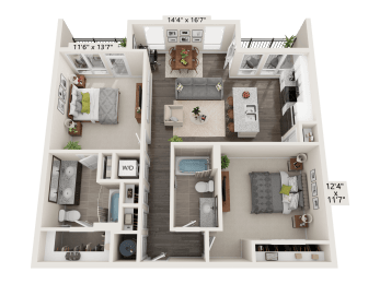 2 beds, 2 baths, 1,049 sqft, $1,796