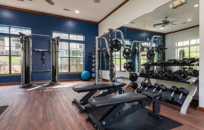 fitness room with heavy equipment