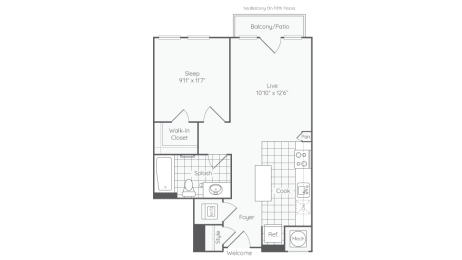 1 bed, 1 bath, 611 sqft, $1,847