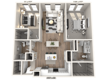 2 beds, 2 baths, 1,254 sqft, $2,668