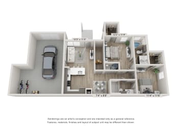 2 beds, 2 baths, 987 sqft, $1,576