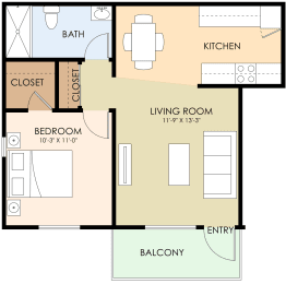 1 bed, 1 bath, 600 sqft, $2,495