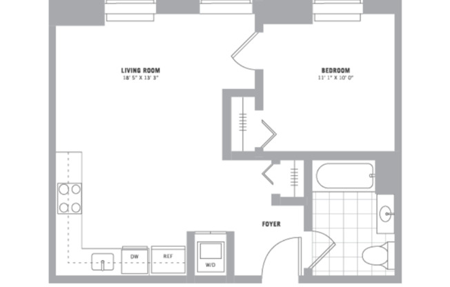 1 bed, 1 bath, 605 sqft, $2,375, Unit 210-905