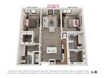 2 beds, 2 baths, 1,218 sqft, $3,426