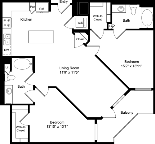 2 beds, 2 baths, 1,110 sqft, $3,638