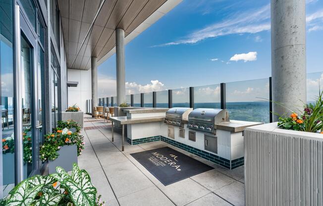 Skydeck grilling stations with sweeping skyline views provide a memorable setting for outdoor dining, entertaining, and taking in Atlanta from above.