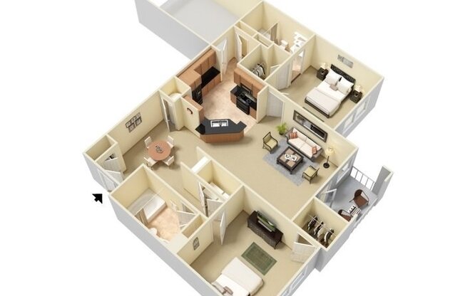 2 beds, 2 baths, 1,186 sqft, $1,595, Unit 0605