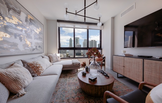 Living Room & Expansive Windows | Grand Station Miami