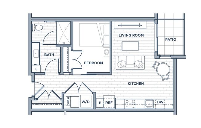 Studio, 1 bath, 605 sqft, $1,375, Unit 1222