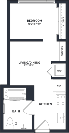 Studio, 1 bath, 375 sqft, $2,433