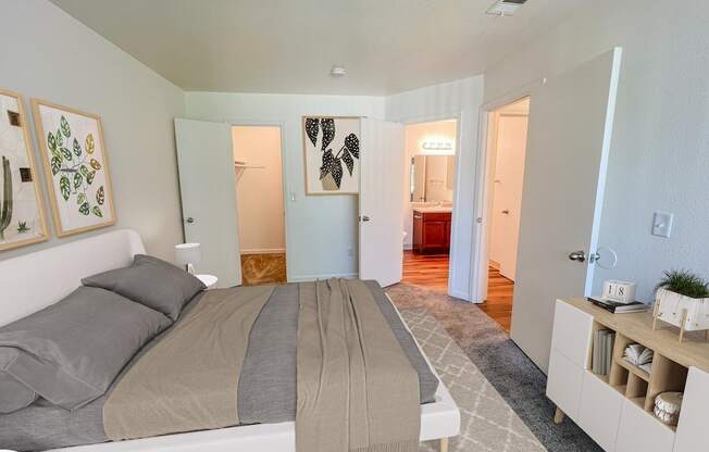 Comfy Bedroom at Chesapeake Commons Apartments