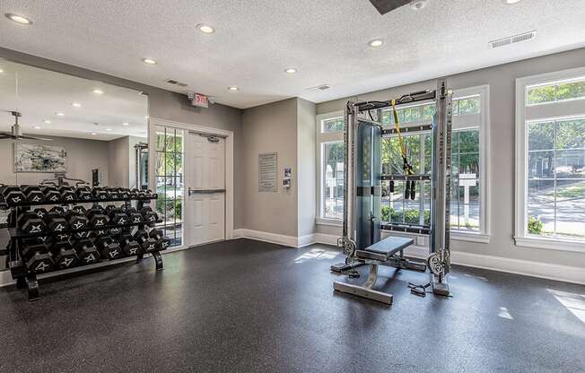Fitness Center Strength Equipment at The Village Apartments, Raleigh, NC