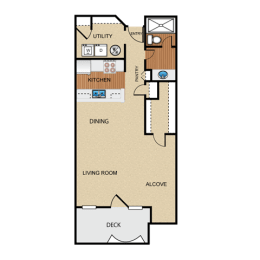 Studio, 1 bath, 642 sqft, $1,321