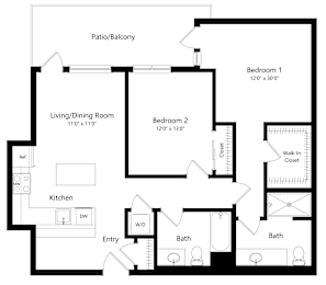 2 beds, 2 baths, 1,047 sqft, $3,434