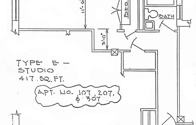 Studio, 1 bath, 335 sqft, $1,395, Unit Unit 307