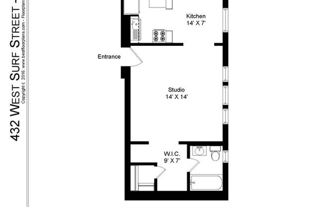 Studio, 1 bath, 437 sqft, $1,650, Unit 432-208