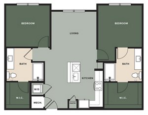 2 beds, 2 baths, 1,056 sqft, $1,500