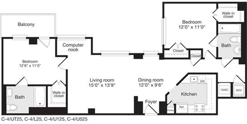 2 beds, 2 baths, 1,078 sqft, $4,085, Unit 0225