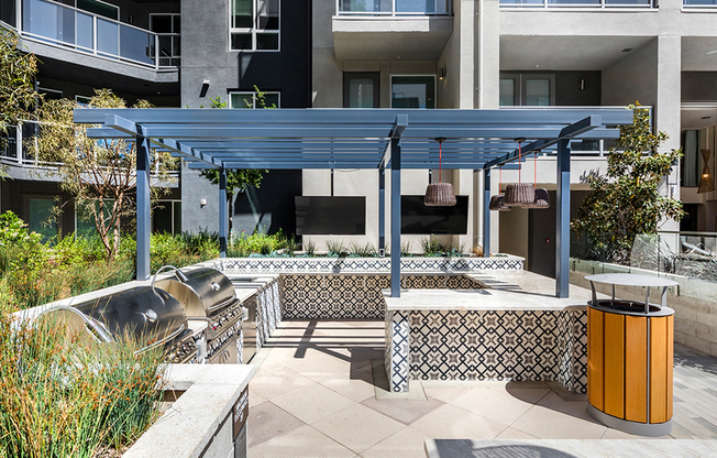 Grilling stations and dining areas