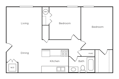 2 beds, 1 bath, 689 sqft, $850