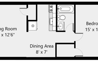 1 bed, 1 bath, 570 sqft, $955