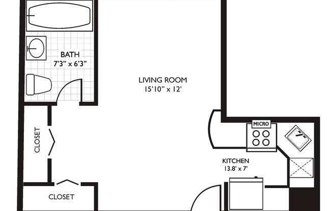 Studio, 1 bath, 313 sqft, $1,350, Unit 103