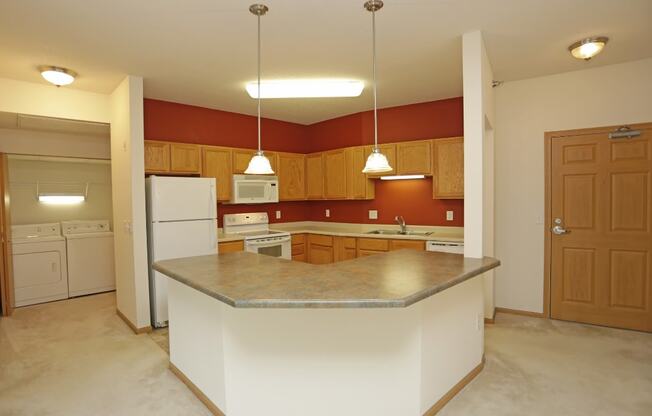 a view of the kitchen from the living room