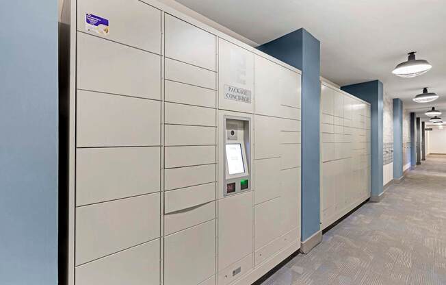 A row of lockers at Glenwood at Grant Park, Atlanta, GA