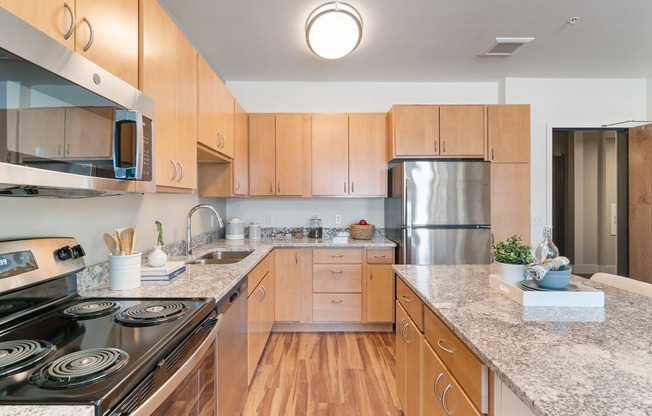 Fully Equipped Kitchen at Harbor at Twin Lakes 55+ Apartments, Roseville, Minnesota