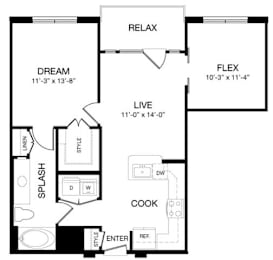 1 bed, 1 bath, 818 sqft, $1,932