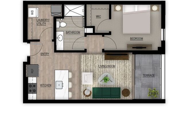 1 bed, 1 bath, 726 sqft, $1,550, Unit 203