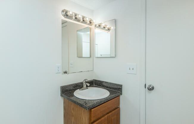 a sink and a mirror