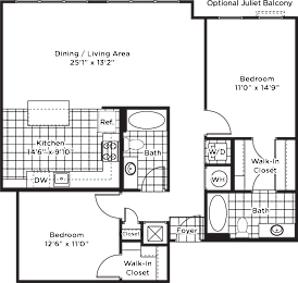 2 beds, 2 baths, 1,168 sqft, $3,021