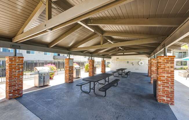 the preserve at cardinal courts spacious patio with picnic tables