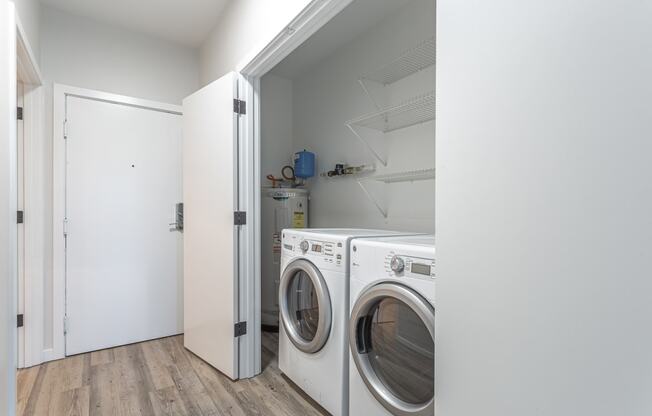 a washer and dryer in a laundry room